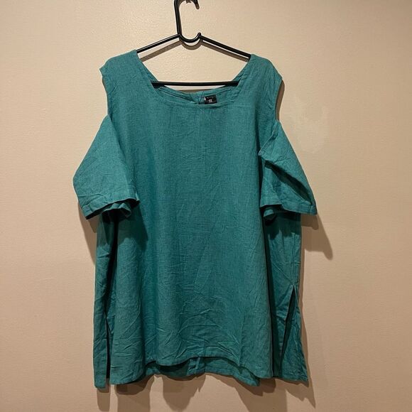 Kaliyana O.P.S. TOP Cold Shoulder Open Shoulder Linen Blend Size L - Picture 1 of 5